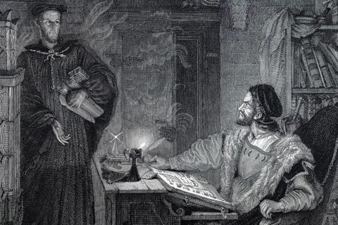 Detail from the work of art Faust by Ludwig Schnorr von Carolsfeld, Johann Wolfgang von Goethe,