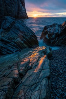 Evening in a rocky bay, Söröya, Norwegian European Sea, Finnmark, Norway, September 2018