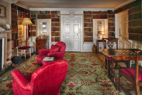 Interior view, library, St Michael's Mount, Cornwall, England, Great Britain, Great Britain