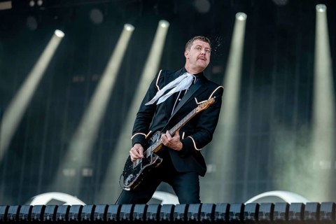 Guitarist Nicholaus Arson from the Swedish rock band The Hives live on the Utopia Stage during the