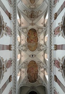 Catholic parish church of St. Blasius, interior view of the vault in the central nave, baroque