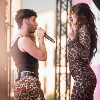 Singer Baran Kok and singer Ikkimel performing at the opening of CSD Berlin 2006 on 24.07.2026 at