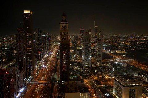 Sheikh Zayed Road and Skyline, Dubai, United Arab Emirates, UAE