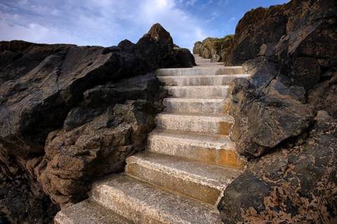 Stairway to heaven, pier, Marazion, Cornwall, England, Great Britain, Great Britain