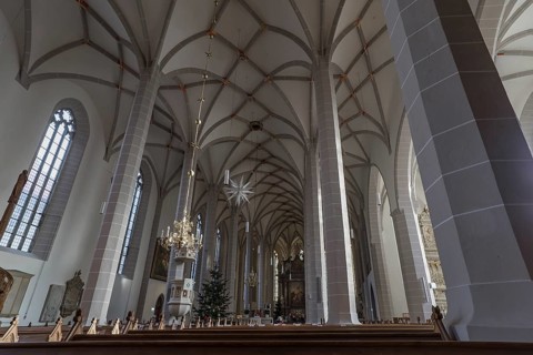 Interior of St. Peter's Cathedral, Simultankirche, built in 1213-1221, Bautzen, Upper Lusatia,