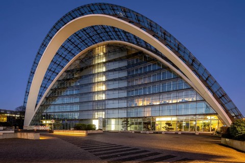 BBCC Berliner Bogen Conference Center at Blue Hour, Hammerbrook, Hamburg, Germany