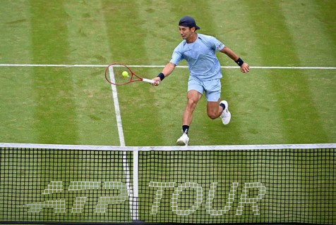 Sho Shimabukuro (JPN) Action Net Logo ATP Tour BOSS Open 2026, ATP 250 Tennis, Grass-court