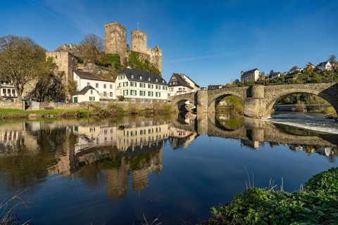Runkel Castle above the Lahn in Runkel, Hesse, Germany