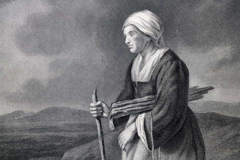 Detail from the painting The Old Mother by Hilles van Tilburg, portrait painting, genre painting,