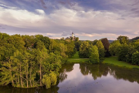 Germany, Greizer Park, Upper Castle, Thuringia, Aerial View, Cultivated Landscape, Cultural