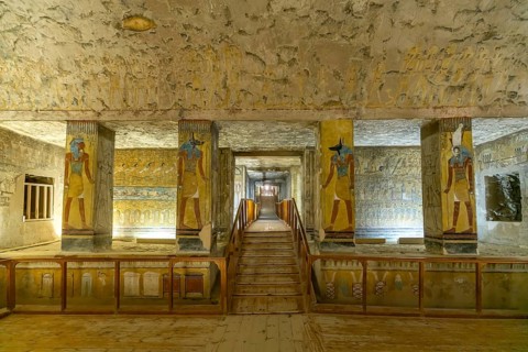 In the ancient Egyptian tomb of Tausret and Sethnacht in the Valley of the Kings near Luxor, Egypt