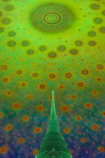 In the emerald green silence of Wat Paknam Phasi Charoen, the glass chedi rises like a glowing