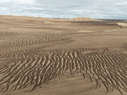 Sand patterns in the Namib Desert. Aerial view. Drone shot. Skeleton Coast, Namibia