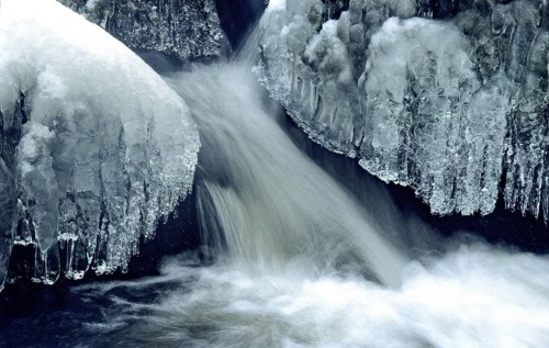 Germany, Pöhl, Saxony, Triebtal, stream, ice, flowing water, ice, landscape, snow, winter