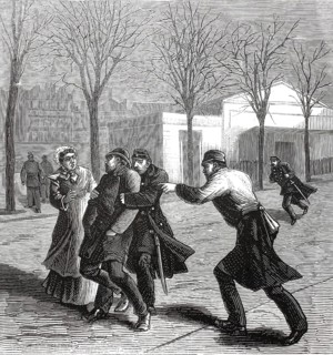 Arrest of a man named Moyaux as part of a historic criminal affair. It shows the attack of civil