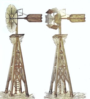 Halladay windmill. These wind turbines were typically used in the 19th century for agricultural