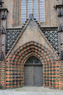 Portal of St. Catherine's Church built in 1401 brick church, brick Gothic, church portal, old town,