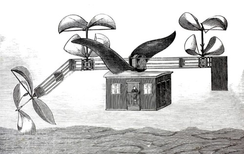 Air Loom, New Aerial Machine, 1876, an early flying machine invented by W.J. Lewis. The