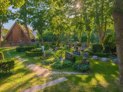 Schiffer Cemetery with Schifferkirche Ahrenshoop Baltic Sea Germany