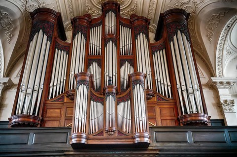 Organ interior view, St Martin-in-the-Fields Church, City of Westminster, London, England, Great