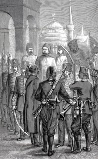 The arrest of Midhat Pasha on May 17, 1881, in Izmir. Sultan Abdülhamid II had him arrested under