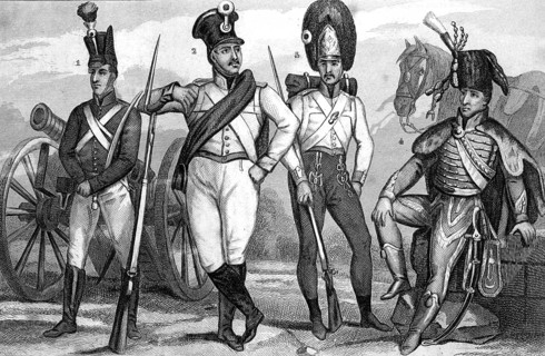 Traditional 19th-century clothing styles and culture. Uniforms from Austria: Artillery (1),