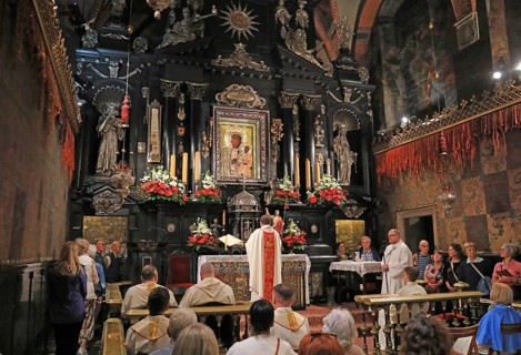 The altar of the Black Madonna in the chapel of the Jasna Góra Pauline monastery in Czestochowa,