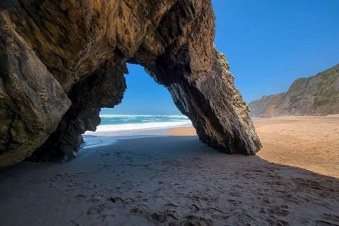 Adraga beach, Rock formation, Colares, Sintra-Cascais Natural Park, Portugal