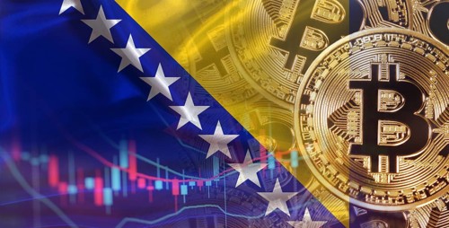 Bitcoin cryptocurrency with Bosnia and Herzegovina flag, Investors in cryptocurrency and Blockchain