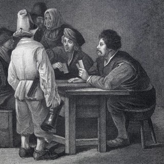 Detail from the painting The Card Players by Cornelis Rega, genre painting, Dutch painting, Dutch