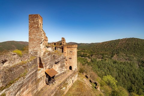 The Dahner castle group consisting of Altdahn, Grafendahn and Tanstein castles in Dahn,