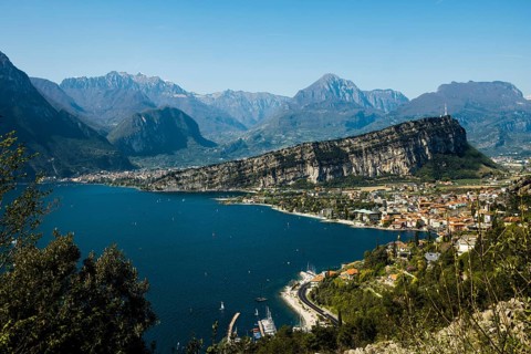 Panorama, Busatte Tempesta, hiking trail, Torbole, Lake Garda, Trento, Trentino-Alto Adige, Italy
