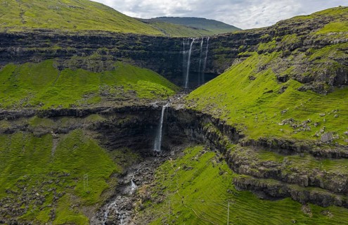 Fossa waterfall, Streymoy island, Faroe Islands, Denmark