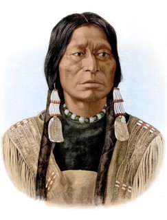 Dakota, portrait of a man from the Dakota Sioux tribe, 19th century, America, school picture,