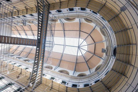 Dome-like interior ceiling with lattice structures and light input from skylights, Kilmainham Gaol