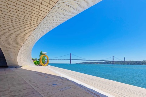 View of The MAAT (Museum of Art, Architecture and Technology), bordering the Tagus river, Lisbon,