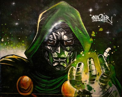 The Witcher, legal, temporary graffiti in the graffiti tunnel, Leake Street Arches, London,