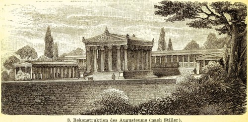 Reconstruction of Augusteum, excavations of Pergamon, ancient Greek city founding in present-day