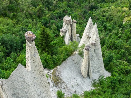 Aerial view of Pyramides d'Euseigne, Valais, Switzerland