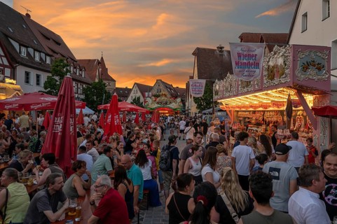 Laufer city festival with evening sky, Lauf an der Pegnitz, Middle Franconia, Bavaria, Germany