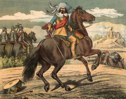 The Thirty Years' War, Wallenstein, Duke of Friedland, on horseback. Albrecht von Wallenstein,