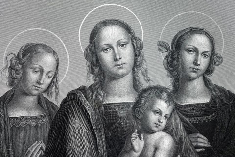 Detail from the painting The Three Holy Women by Pietro Vannucci or il Perogino, painting,