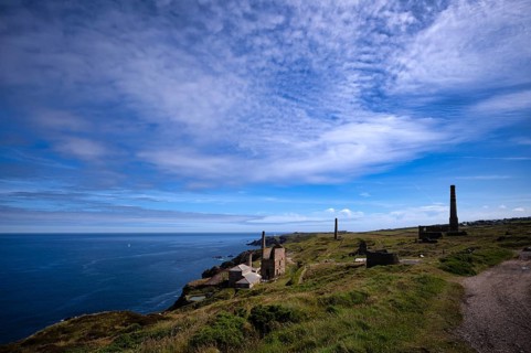 Steam boiler house, winch building, cooling pond, ruin, Levant mine, tin mine, tin mine, mining,