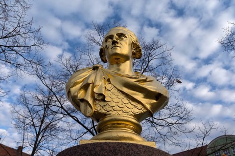 Gold-colored bust of King Frederick August the Just of Saxony, 1750-1827, Bischofswerda, Upper