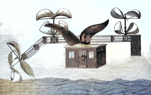 Air Loom, New Aerial Machine, 1876, an early flying machine invented by W.J. Lewis. The