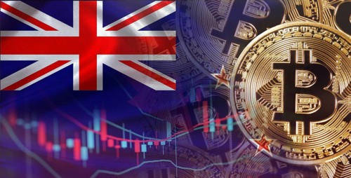 Bitcoin cryptocurrency with North New Zealand flag, Investors in cryptocurrency and Blockchain with