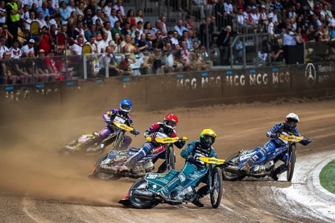 WROCLAW, POLAND - JUNE 20, 2026: DEWALT FIM Speedway GP of Poland. Speedway riders competing on