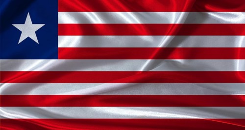 National flag of Liberia with cloth texture. Liberia flag with realistic texture background