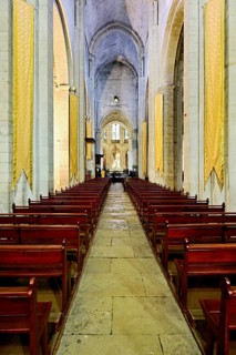 Interior view of Notre-Dame-de-la-Mer Roman Catholic Church, Saintes-Maries-de-la-Mer, Camargue,