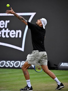 Nick Kyrgios (AUS) in action during a service game at the BOSS Open 2026, ATP 250 tennis